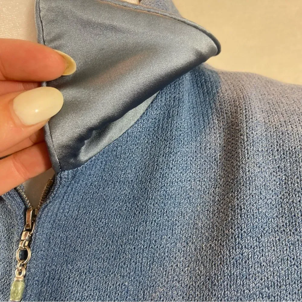 St. John Collection Brand Blue Full Zipper Knit Jacket Size 4 - Picture 8 of 13
